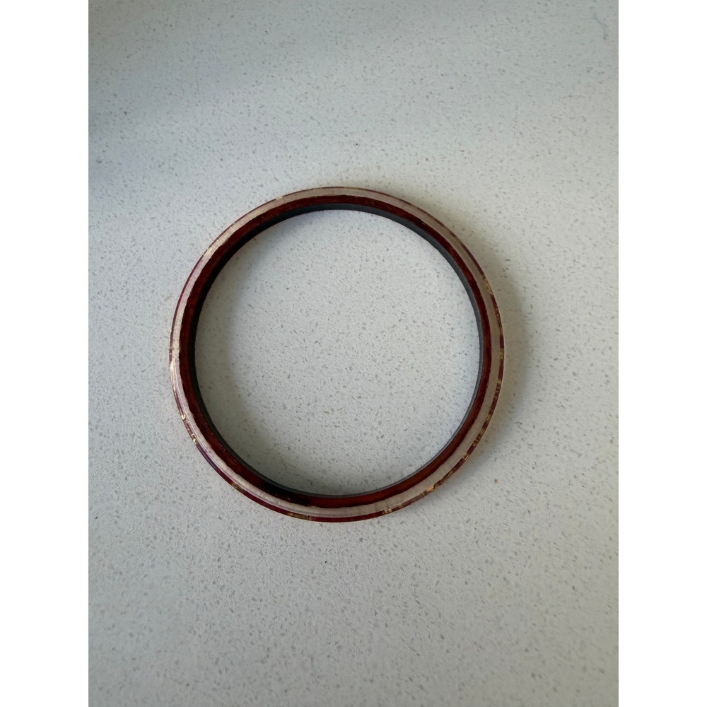 Red Resin Bangle Bracelet Gold Foil Pattern‎ Translucent Bohemian Jewelry 8 Inch